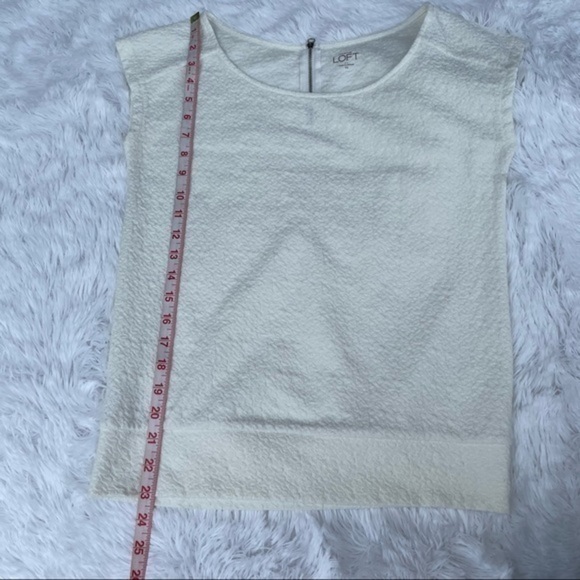 LOFT White Textured Cap Sleeve Blouse XS - Picture 11 of 13